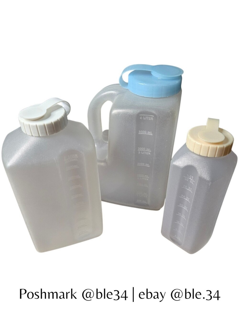 Vtg Rubbermaid Servin' Saver Plastic Dispenser Set 1/2/4 qt Clear Flip Top Lids